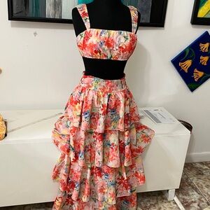 SHEIN Colorful Floral Tiered Maxi Dress